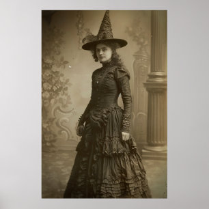 Victorian Witch Sepia Portrait style 2 Poster