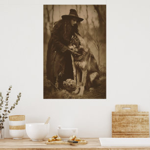 Victorian Witch Sepia Portrait style 4 Poster