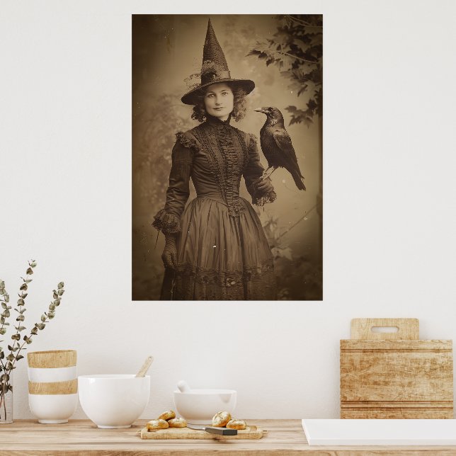 Victorian Witch Sepia Portrait style 5 Poster (Kitchen)