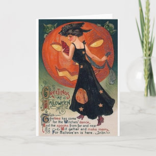 Victorian Witch's Dance Halloween Greeting Card