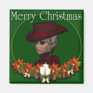 Victorian Woman 1 - Merry Christmas Magnet
