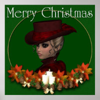 Victorian Woman 1 - Merry Christmas Print