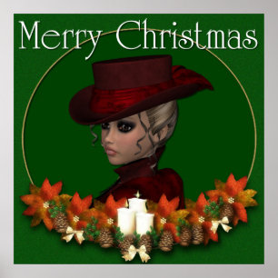Victorian Woman 1 - Merry Christmas Print