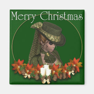 Victorian Woman 2 - Merry Christmas Magnet