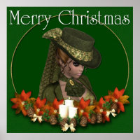 Victorian Woman 2 - Merry Christmas Print