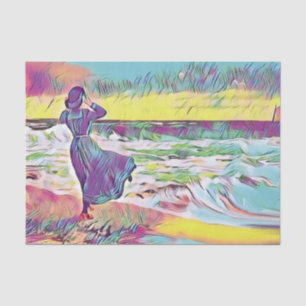 Victorian Woman at the Beach in a Pastel Profusion Tissue Paper