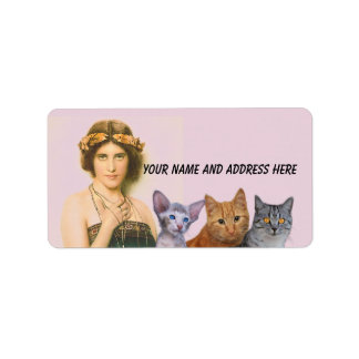 VICTORIAN WOMAN CAT CATS Return Address Labels