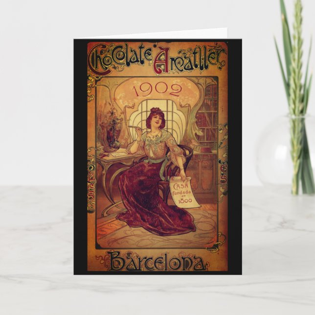 Victorian woman chocolate advertisement card (Front)