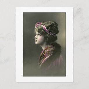 victorian woman hopeful expression postcard
