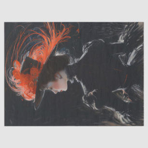 Victorian Woman in a Hat Vintage Decoupage Tissue Paper