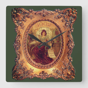Victorian woman in elegant Victorian frame Square Wall Clock