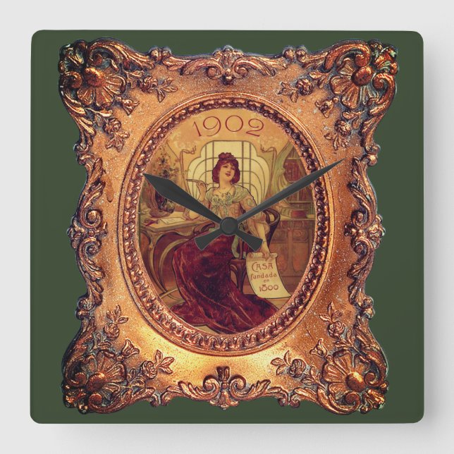 Victorian woman in elegant Victorian frame Square Wall Clock (Front)