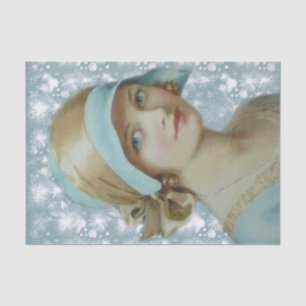 Victorian Woman in Light Blue Hat & Dress Tissue Paper