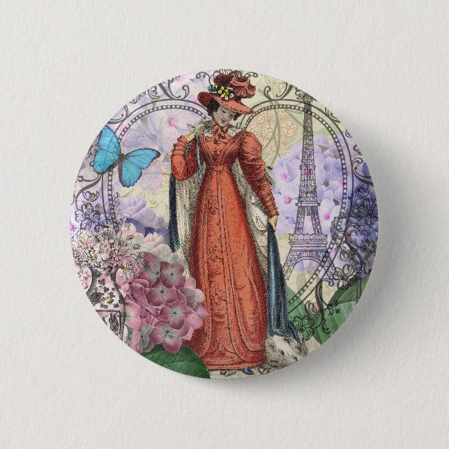 Victorian Woman in Red Colourful Fashion 6 Cm Round Badge (Front)