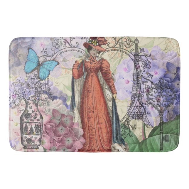 Victorian Woman in Red Colourful Fashion Bath Mat (Front)