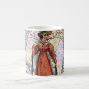 Victorian Woman in Red Colourful Fashion Coffee Mug