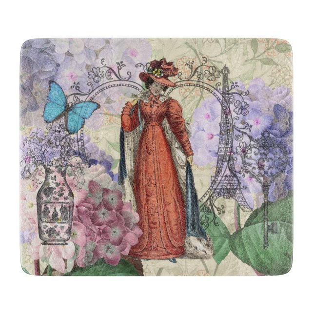 Victorian Woman in Red Colourful Fashion Cutting Board (Front)