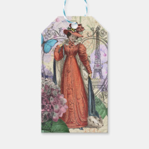 Victorian Woman in Red Colourful Fashion Gift Tags