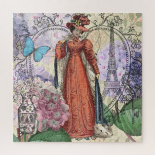 Victorian Woman in Red Colourful Fashion Jigsaw Puzzle