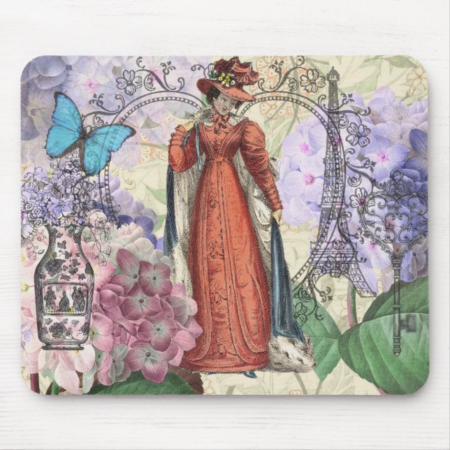 Victorian Woman in Red Colourful Fashion Mouse Mat (Front)