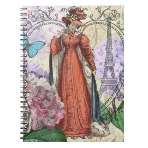 Victorian Woman in Red Colourful Fashion Notebook
