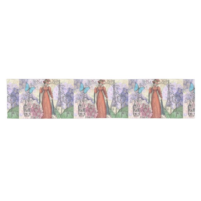 Victorian Woman in Red Colourful Fashion Short Table Runner (Horizontal)