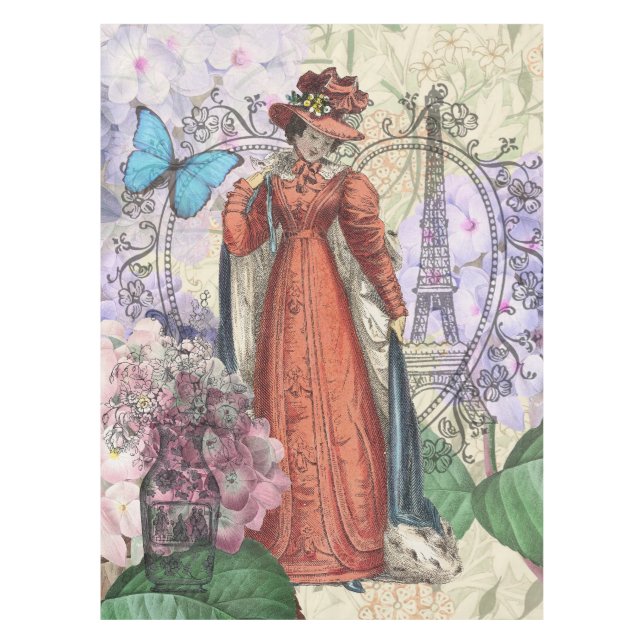 Victorian Woman in Red Colourful Fashion Tablecloth (Front)