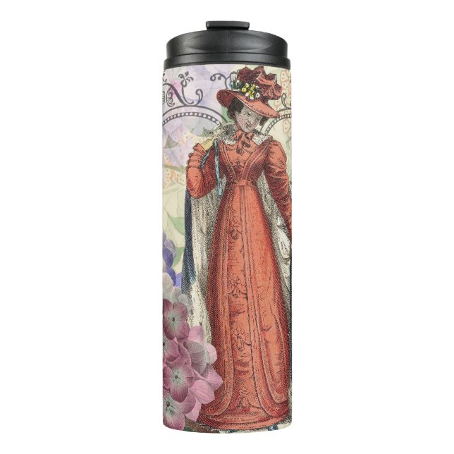 Victorian Woman in Red Colourful Fashion Thermal Tumbler (Front)