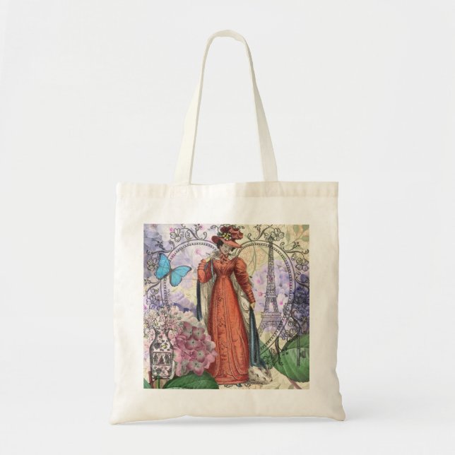 Victorian Woman in Red Colourful Fashion Tote Bag (Front)