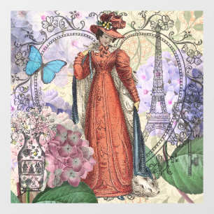 Victorian Woman in Red Colourful Fashion Window Cling