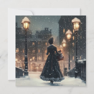 Victorian woman in the snow  card