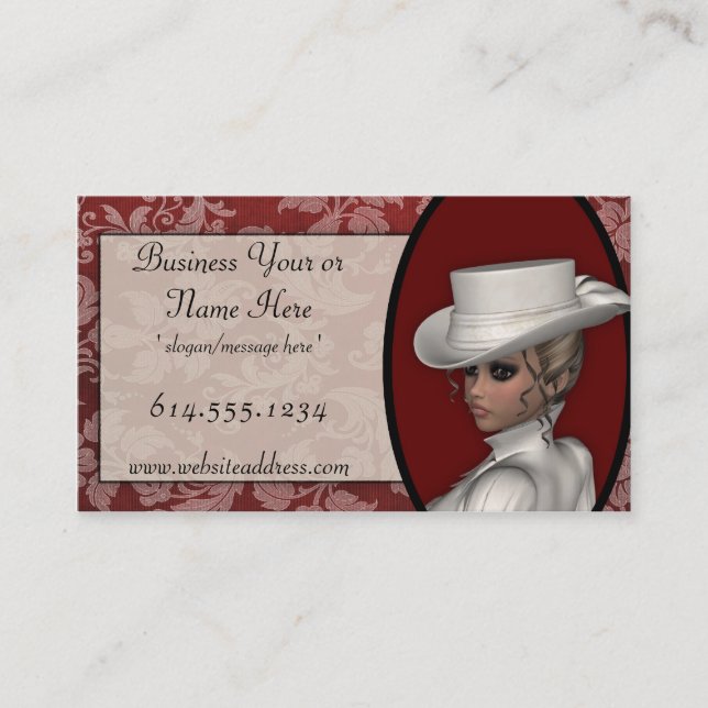 Victorian Woman in White Business Cards (Front)