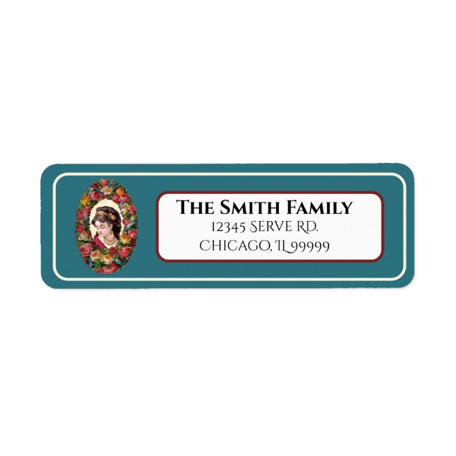 Victorian Woman Inside Multicolor Rose Wreath (Front)