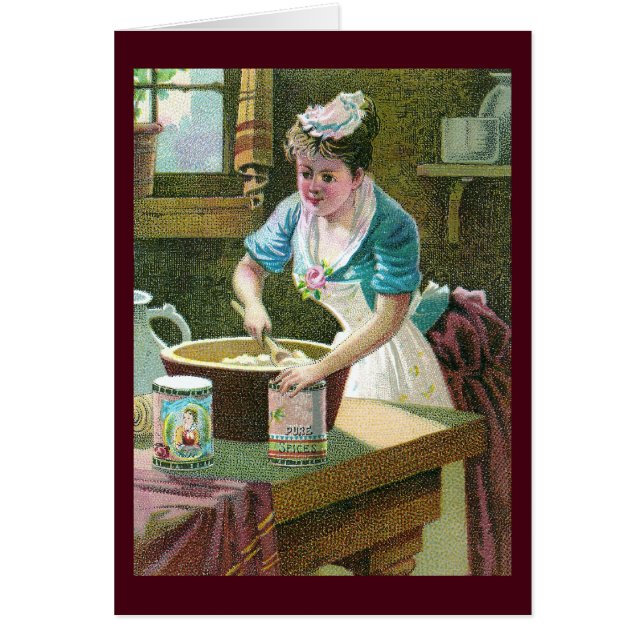 Victorian Woman Mixing Dough in Bowl (Front)