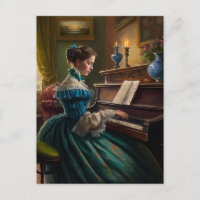 Victorian woman playing piano