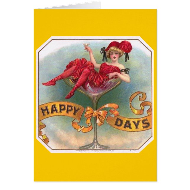 Victorian Woman Red Champagne Happy (Front)