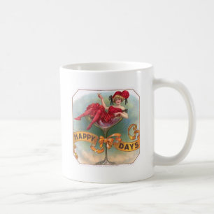 Victorian Woman Red Champagne Happy Coffee Mug