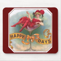 Victorian Woman Red Champagne Happy