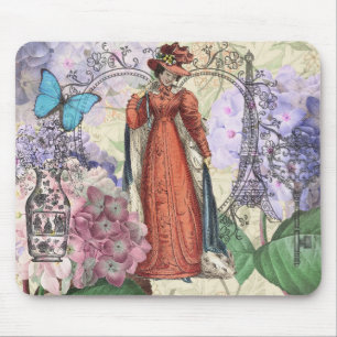 Victorian Woman Red Girl Classy Colourful Mouse Mat
