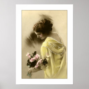 victorian woman roses, romantic poster