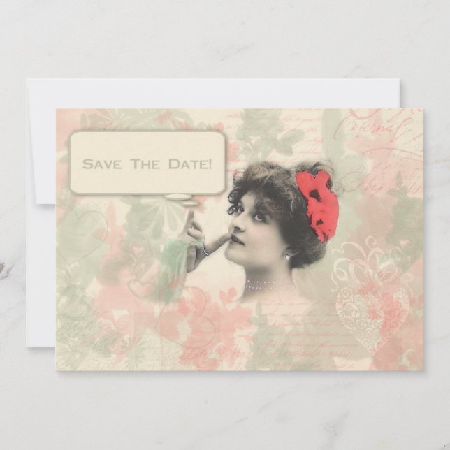 Victorian Woman Save The Date (Front)