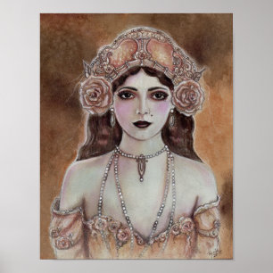 Victorian woman sepia coloured poster by Renee