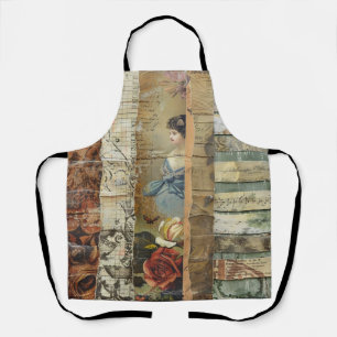 Victorian Woman Sepia Vintage Collage Apron