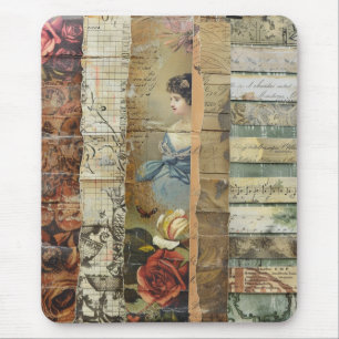 Victorian Woman Sepia Vintage Collage Mouse Mat
