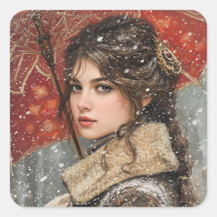 Victorian Woman Square Sticker