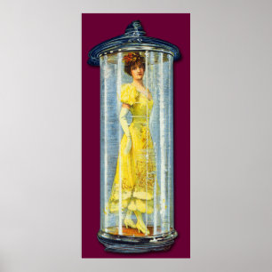 Victorian Woman Standing in a Glass Jar Poster