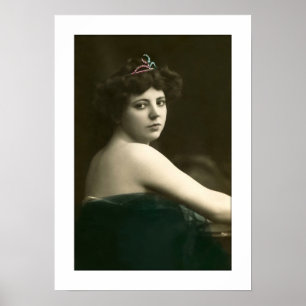 victorian woman tiara netting dress poster