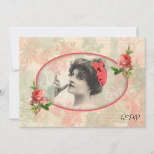 Victorian Woman Wedding Reception RSVP Invitation