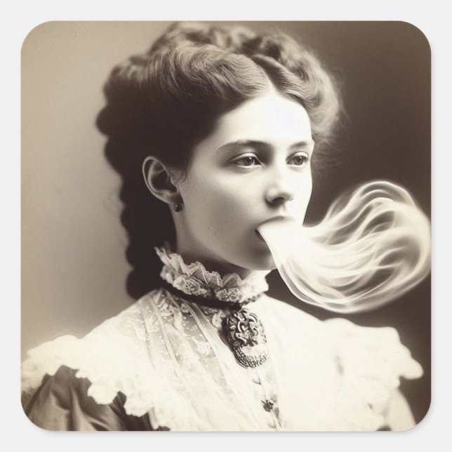 Victorian Woman with Ectoplasm Spiritualism Square Sticker (Front)