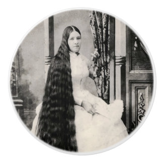 Victorian Woman with Long Hair Ceramic Knob